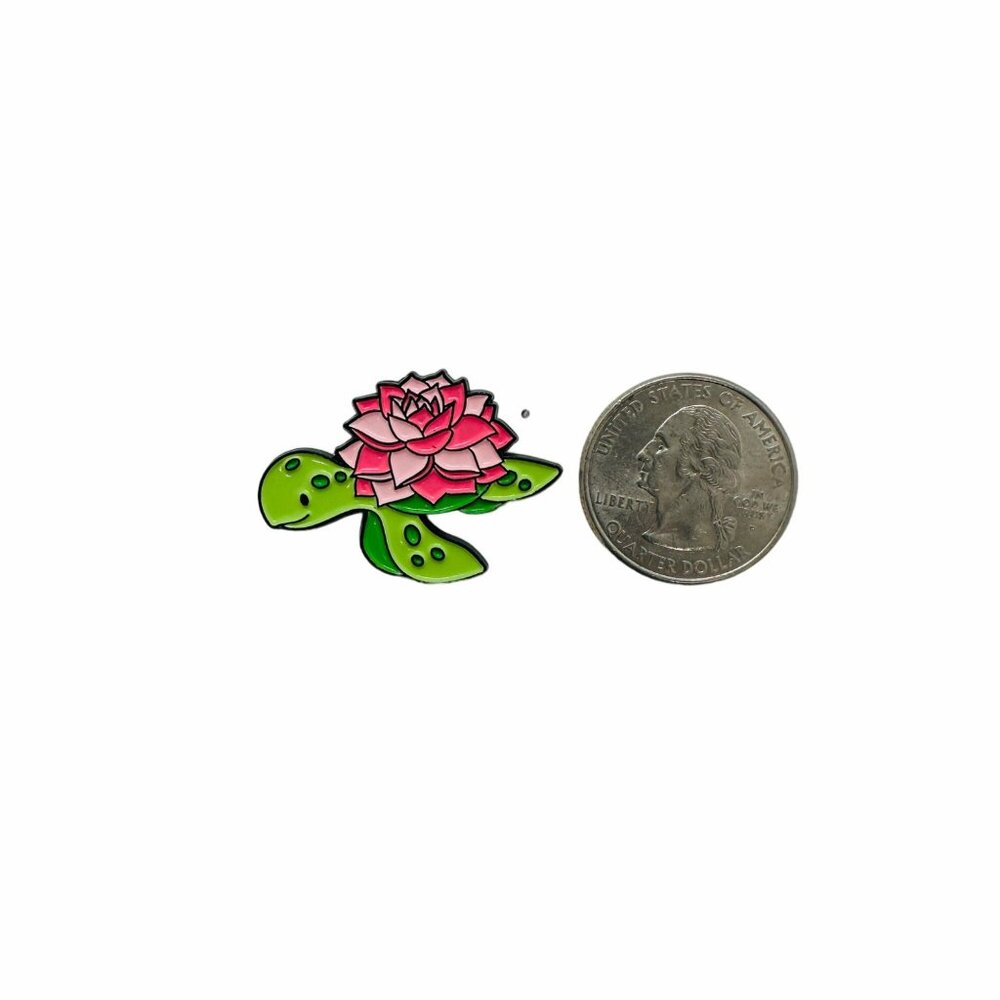 ✨Flower Animal Alloy Enamel Brooch - Serene Turtle with lotus flower Lapel Pin✨ - Picture 5 of 5
